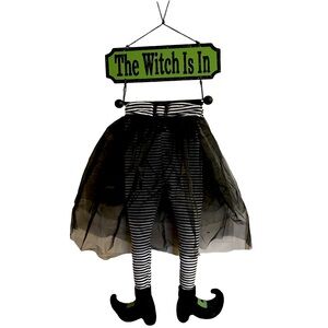 The Witch Is In or Out Halloween Hanging Sign Witch‎ Legs Tutu Sign